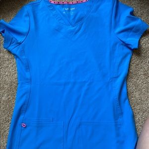 Heart Soul royal blue scrub top
